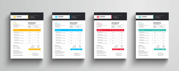 Corporate company invoice template with color variation bundle