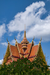 Fototapeta na wymiar Buddhist pagoda buildings and blue sky background in Wat Khoa Noi Temple. Thailand