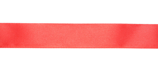 Beautiful red ribbon isolated on white, top view
