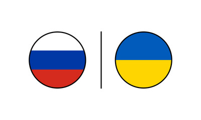 russia and ukraine round flag desgin vector illsatration.