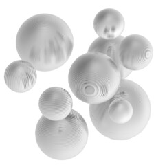 Abstract 3d metal steel ball, white and gray gradient color isolated background.