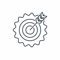 Stamp with target . Approved aim. Vector linear icon isolated on white background.
