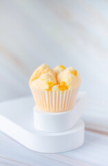 Set of Thai steam Cupcake, sweet colour with white background. Food issue. Thai desert. Selective focus.