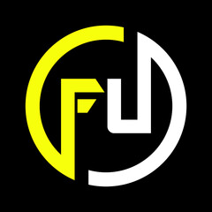 FU letter logo design on black background Initial Monogram Letter FU Logo Design Vector Template. Graphic Alphabet Symbol for Corporate Business Identity