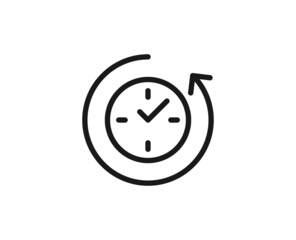 Clock line icon on white background