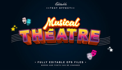 editable 3D musical theatre text effect.perfect for art and theatre banner promotional toola.logo text.typhography logo