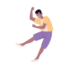 guy afro dancing celebrating