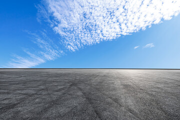Empty asphalt road ground under blue sky