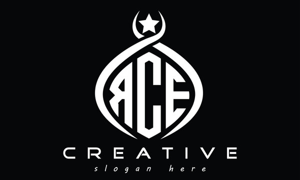 RCE three letters monogram curved initial logo design, geometric oval creative modern logo, vector template