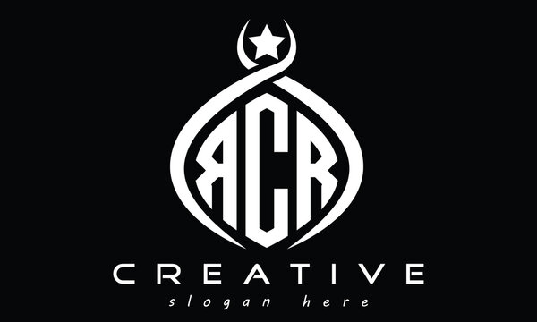RCR three letters monogram curved initial logo design, geometric oval creative modern logo, vector template