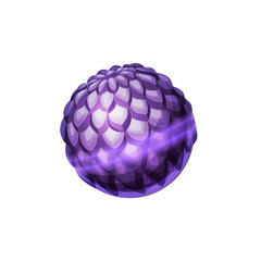 Fantasy planet of purple rocks, fairy alien world isolated flat cartoon icon. Vector habitable planet, cosmic globe, outer space microorganism, mutagen or live cell sign, cosmic universe