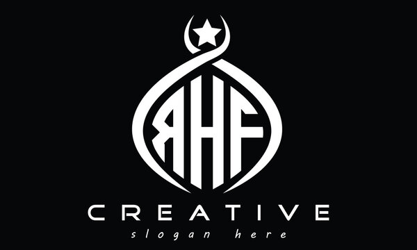 RHF three letters monogram curved initial logo design, geometric oval creative modern logo, vector template
