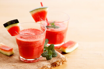 Watermelon smoothies with mint.