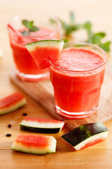 Watermelon smoothies with mint.