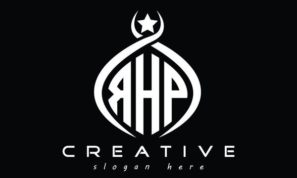 RHP three letters monogram curved initial logo design, geometric oval creative modern logo, vector template