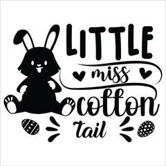 Little miss cotton tail, rabbit Easter egg heart ribbon vintage vector, Happy Easter Day shirt print template, typography design for vector file.