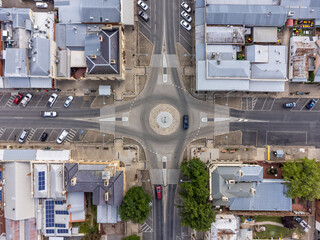 Aerial view of the beautiful town of Beechworth in Victoria, Australia