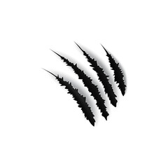Texture damaged by animals claws isolated ripped cut of scratches Vector shred trail of dog or dinosaur, wolf or lion nails black bloody marks. Torn thrilled shred, trace of beast paw with sharp nails