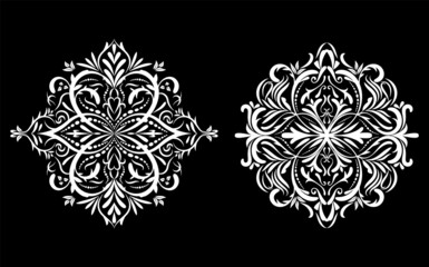 Floral ornaments vector design on black background.