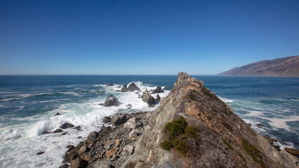 Hiking trail cliff ridge at Ragged Point at Big Sur on the Cental Coast of California United States