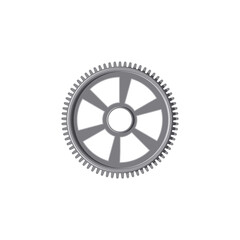 Obraz premium Automation component cogwheel engineering factory progress vehicle spare part isolated icon. Vector gear mechanism mechanical moving item. Metal engine transmission gearwheel, settings function sign