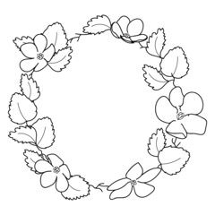 flower wreath Floral Hand drawn wedding herb plant elegant leaves invitation design save the date card botanical element