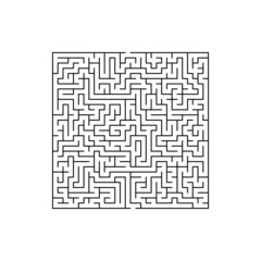 Maze game labyrinth square mental conundrum isolated monochrome icon. Vector educational rebus, exercise in school or kindergarten. Children puzzle, one entrance and exit, choose right solution