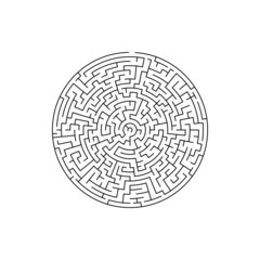 Labyrinth with entrance and exit, round maze game isolated riddle for children. Vector educational challenge, mental puzzle to find path. Abstract logic tangled quiz, rebus on search right entry
