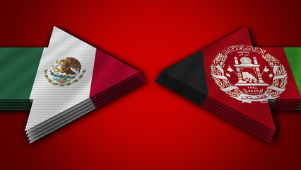 Afghanistan vs Mexico Arrow Flags – 3D Illustration