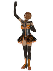 3d illustration of a toon figure in gothic outfit 