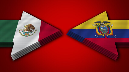 Ecuador vs Mexico Arrow Flags – 3D Illustration