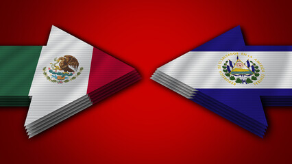 El Salvador vs Mexico Arrow Flags – 3D Illustration
