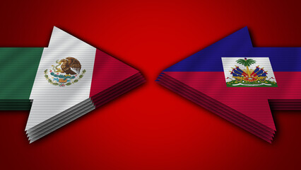 Haiti vs Mexico Arrow Flags – 3D Illustration