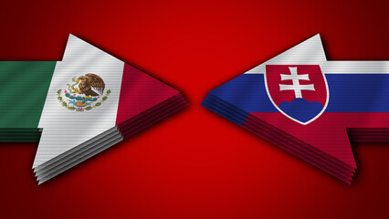 Slovakia vs Mexico Arrow Flags – 3D Illustration