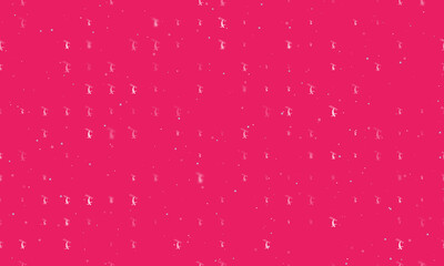 Seamless background pattern of evenly spaced white freestyle skiing symbols of different sizes and opacity. Vector illustration on pink background with stars