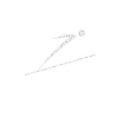 The Ski jumping symbol filled with black dots. Pointillism style. Vector illustration on white background