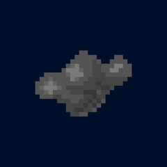 Obraz premium Pixel game asteroid celestial body meteor or meteoroid isolated pixel art falling rock icon. Vector stone from space, comet celestial body. Small rocky metallic body in galaxy, meteoroid or meteorite