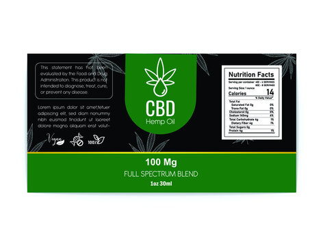 CBD hemp oil label for dropper bottles vector illustration 
