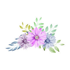 Watercolor natural bouquet floral with leaves