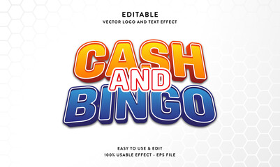 cash and bingo editable text effect with modern style 