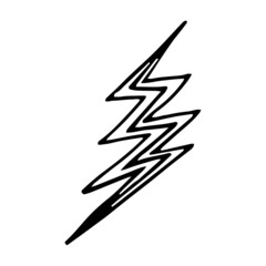 lightning hand drawn doodle, vector. icon, sticker.