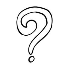 question mark hand drawn doodle, vector. icon, sticker.