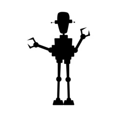 Robot future house assistant helper isolated futuristic character black silhouette. Vector artificial intelligence electronic cyborg robotic machine. Modern kids toy, humanoid robotic automation