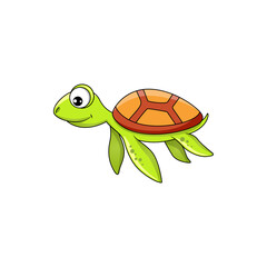 Cartoon sea turtle isolated marine animal cute funny aquatic personage. Vector reptile, nautical tortoise with comic face and big eyes. Ocean terrapin with shell, aquarium pet, turtle mascot