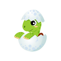 Obraz premium Baby turtle hatching egg isolated cartoon smiling funny little tortoise animal. Vector cute friendly aquatic and terrestrial reptilian. Adorable sea or land dwelling turtle toy, aquarium pet