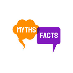 Myths and facts isolated cartoon speech bubbles. Vector disbelieve quiz, truth or lie quiz, fake or proof, untruth, superstition evidence reality show, rumor dishonest news, true and false badge