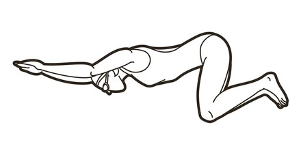 Fototapeta premium Swimming Sport Swimmer Action Cartoon Graphic Vector
