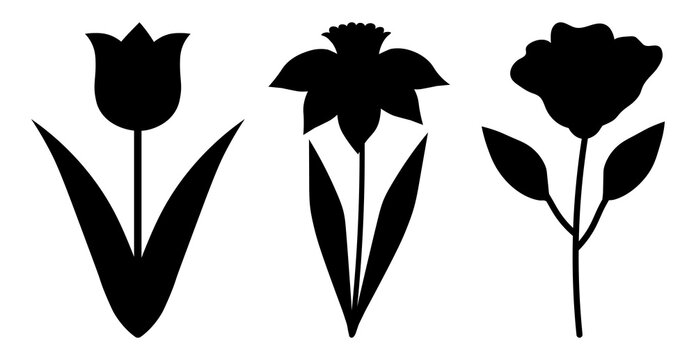 Spring flowers silhouette vector illustration