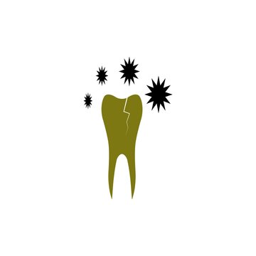 cracked tooth with black germs on white clip art preview