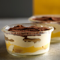 Tiramisu. Dessert with cream for breakfast. High quality photo